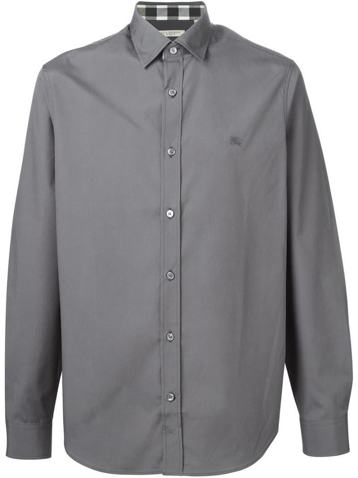 Burberry Brit Embroidered Logo Shirt, Men's, Size: Xxl, Grey, Cotton/spandex/elastane