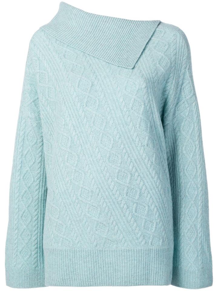 Pringle Of Scotland Foldover Neck Knit Jumper - Blue