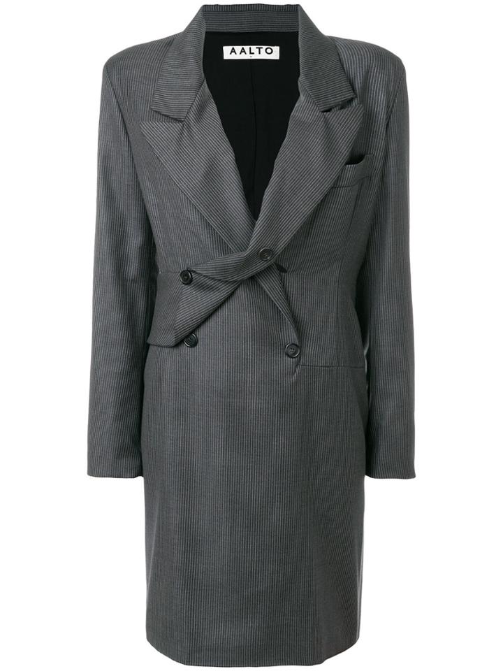 Aalto Pinstripe Double Breasted Dress - Grey