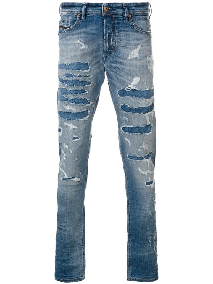 Diesel Destroyed Slim-fit Jeans - Blue