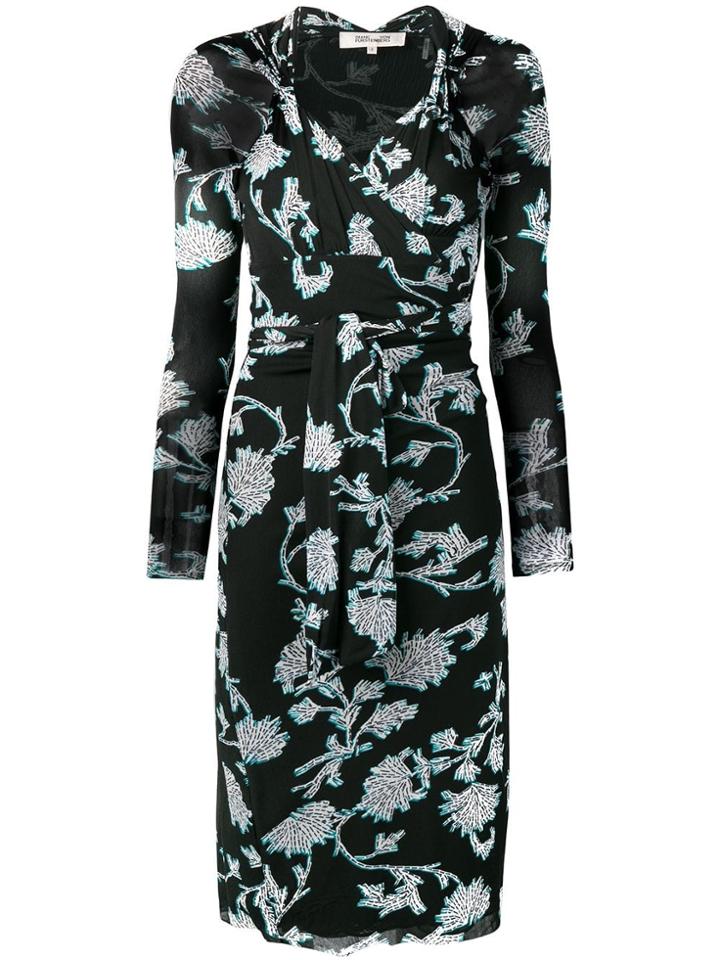 Diane Von Furstenberg Floral Print Dress - Black