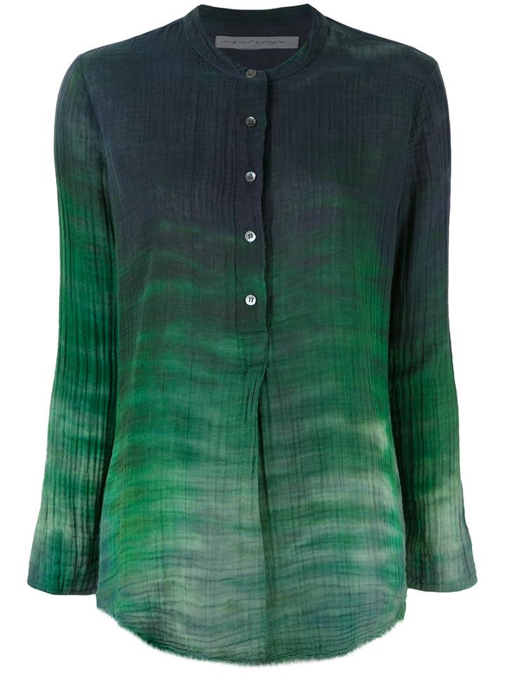 Raquel Allegra Tie-dyed Henley Shirt, Women's, Size: 2, Green, Cotton