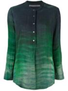 Raquel Allegra Tie-dyed Henley Shirt, Women's, Size: 2, Green, Cotton