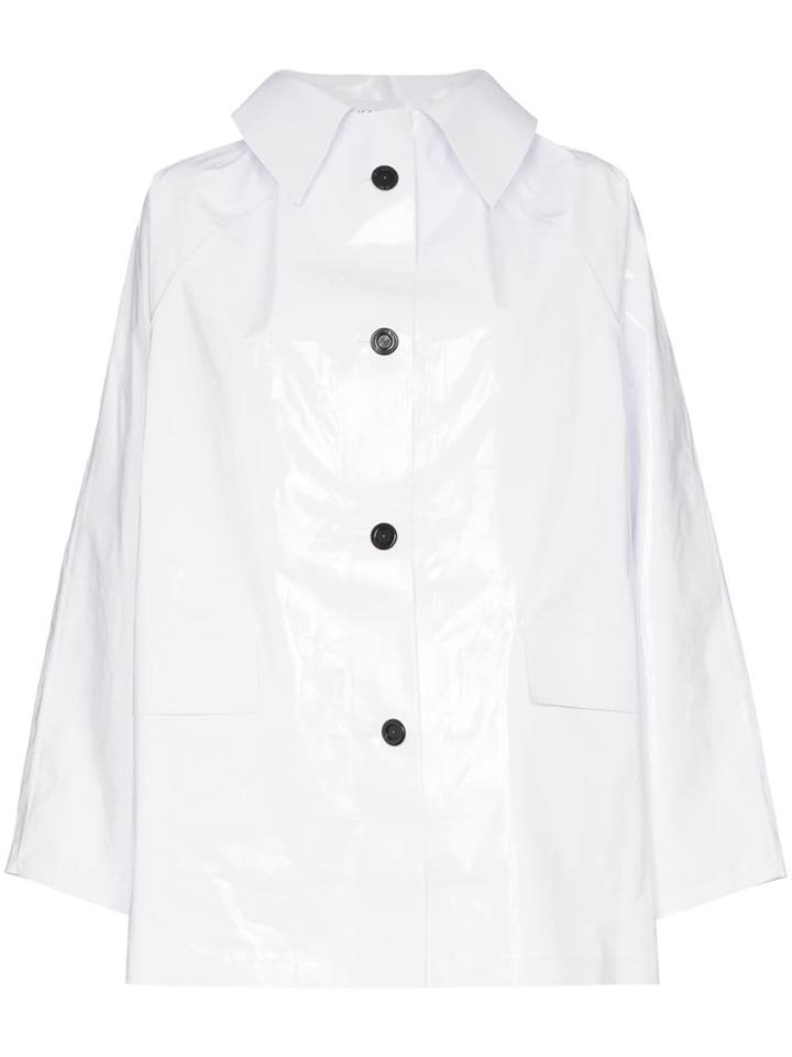 Kassl Patent Hooded Raincoat - White