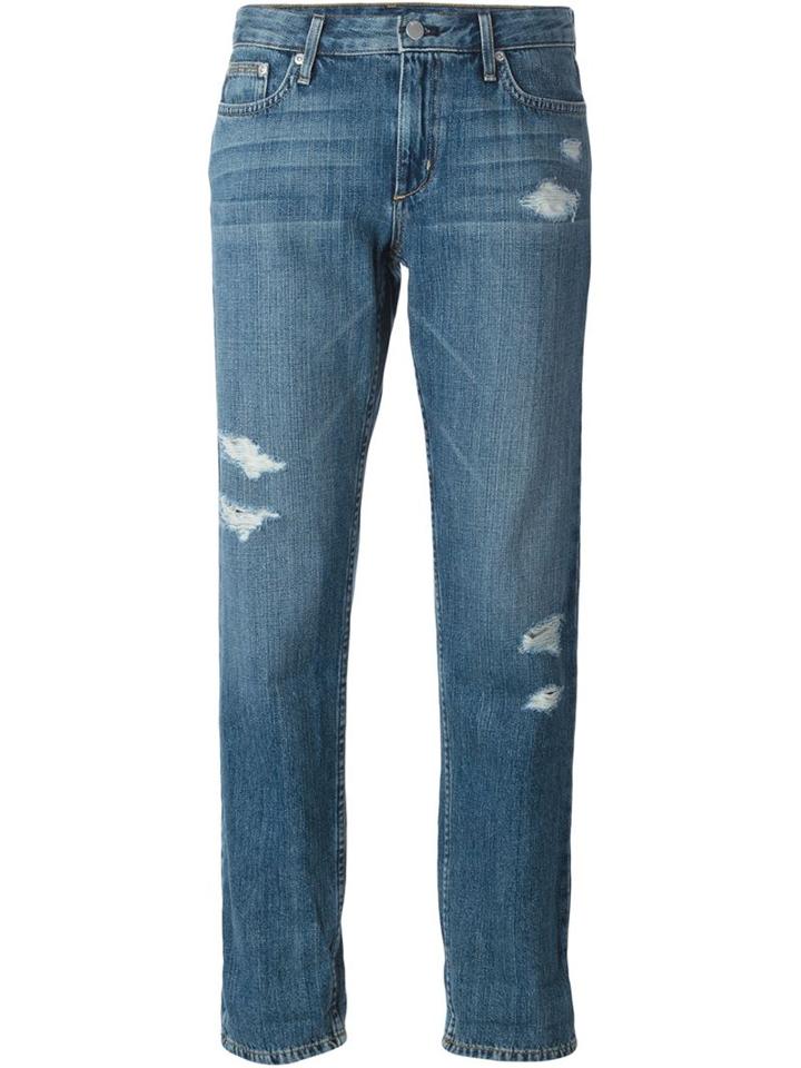 Theory Distressed Boyfriend Jeans, Women's, Size: 25, Blue, Cotton/polyester