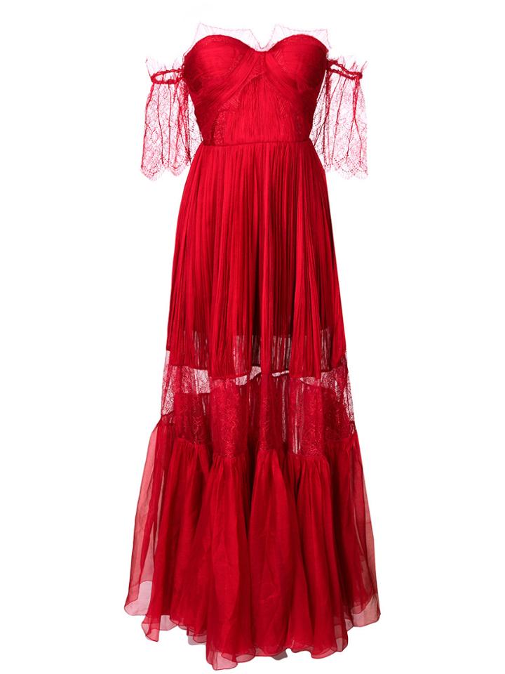 Maria Lucia Hohan Off Shoulder Bodice Dress - Red
