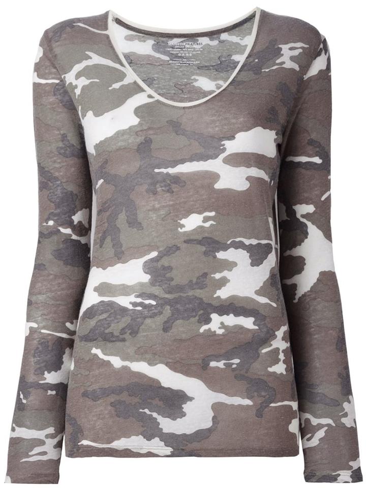 Majestic Filatures Camouflage Scoop Neck Jumper, Women's, Size: 2, Green, Cotton/linen/flax/polyamide/tencel