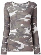 Majestic Filatures Camouflage Scoop Neck Jumper, Women's, Size: 2, Green, Cotton/linen/flax/polyamide/tencel