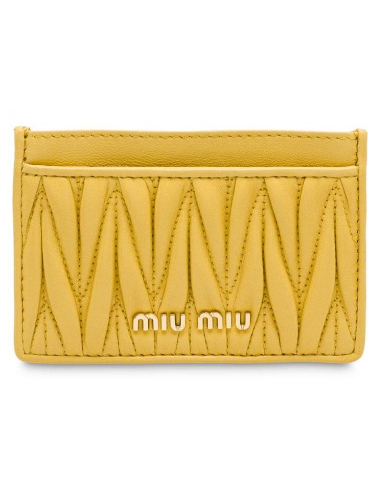 Miu Miu Matelassé Card Holder - Yellow