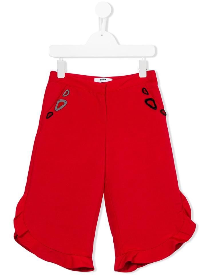 Msgm Kids Jappo Ottoman Trousers, Girl's, Size: 12 Yrs, Red
