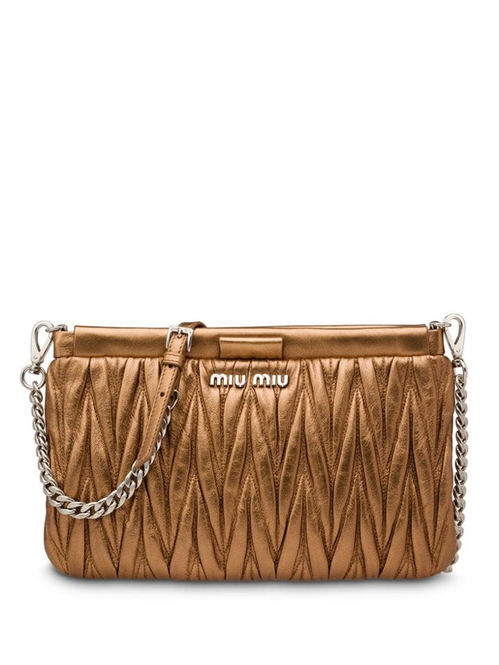 Miu Miu Matelassé Clutch Bag - Brown