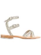 Fiorentini + Baker Double Strap Studded Sandals - Grey