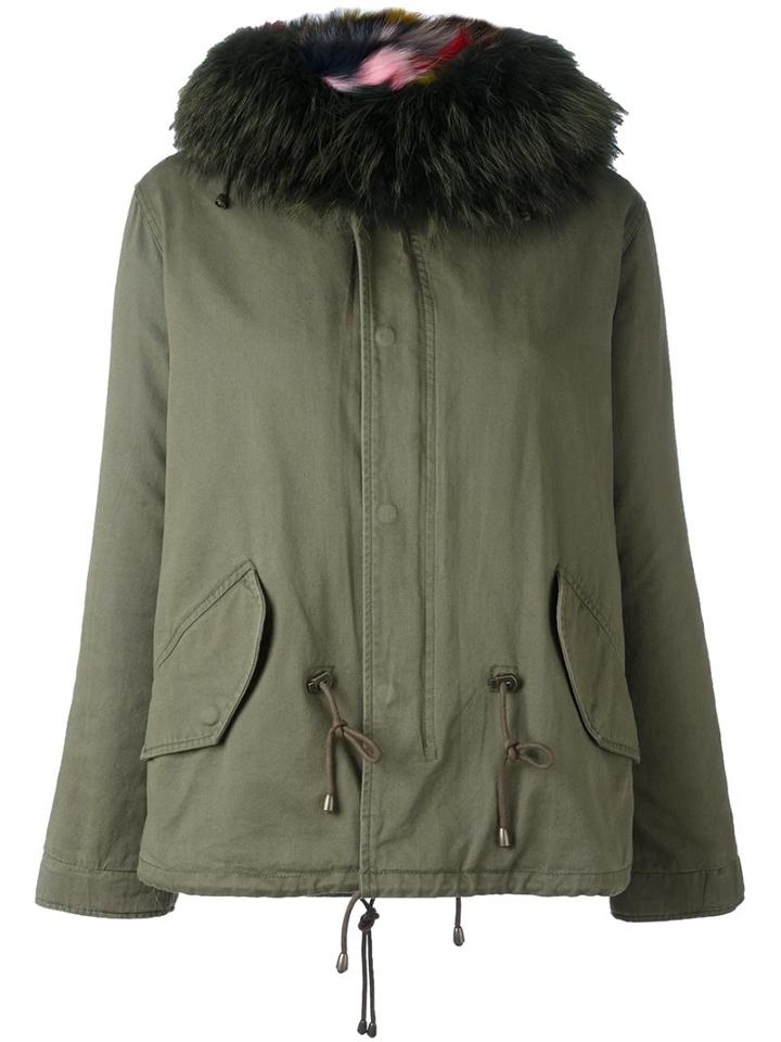 Forte Couture Fur Collar Jacket, Women's, Size: 40, Green, Cotton/polyester/racoon Fur