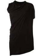 Rick Owens Lilies Asymmetric Draped T-shirt, Women's, Size: 44, Black, Viscose/polyamide/cotton