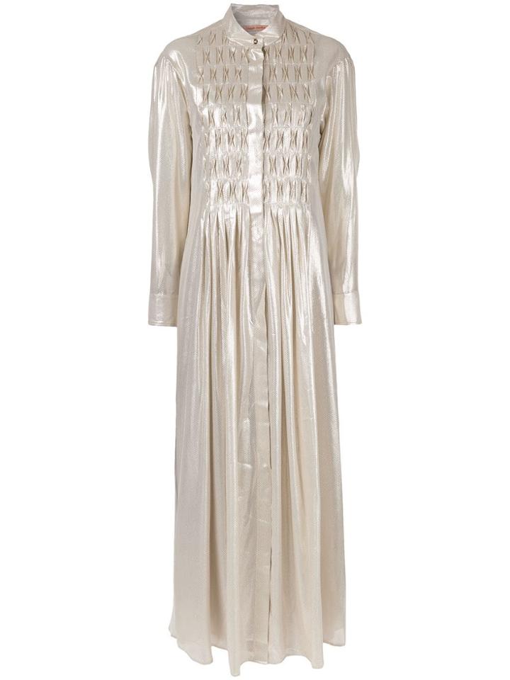 Maggie Marilyn Pleated Detail Long Dress - Silver