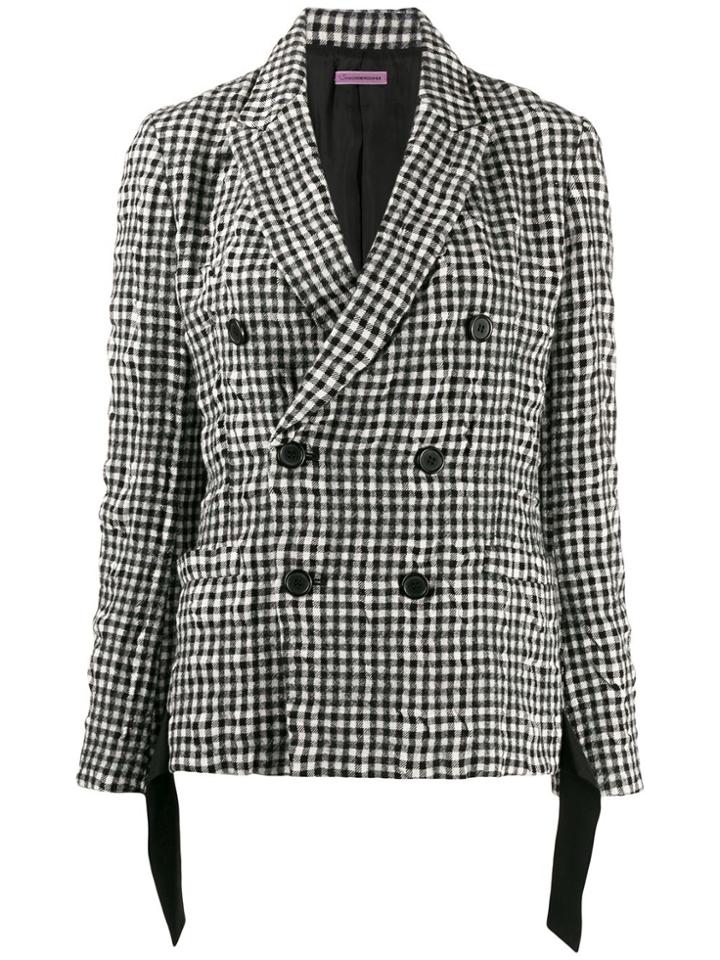 Sueundercover Checked Double Breasted Blazer - Black