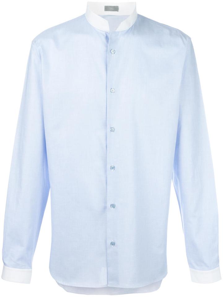 Dior Homme Standing Collar Shirt, Size: 40, Blue, Cotton