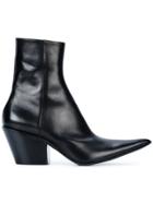 Haider Ackermann 'taurus' Point Toe Mid Heel Ankle Boots - Black