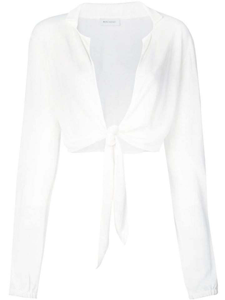 Beau Souci Cropped Tie Blouse - White