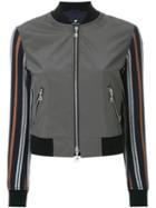 Loveless Striped Sleeve Bomber Jacket