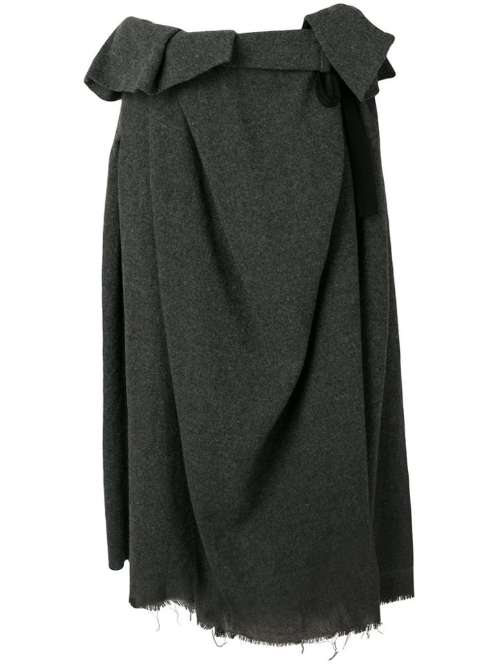 Tao Comme Des Garçons Vintage Paper Bag Waist Raw Hem Skirt - Grey