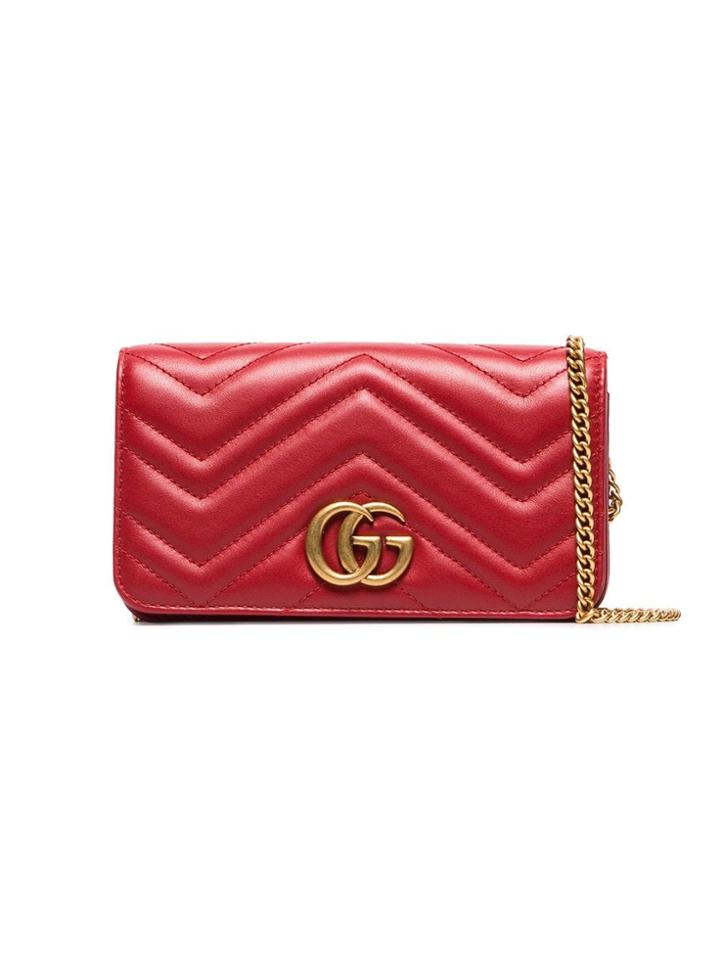 Gucci Red Marmont Chevron Quilted Leather Bag
