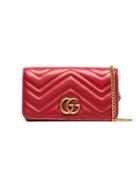 Gucci Red Marmont Chevron Quilted Leather Bag