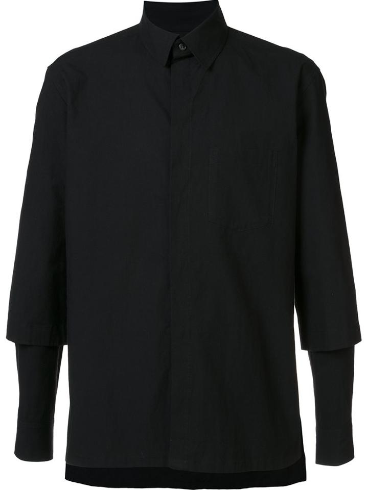 Yohji Yamamoto Layered Sleeve Shirt, Men's, Size: 3, Black, Cotton