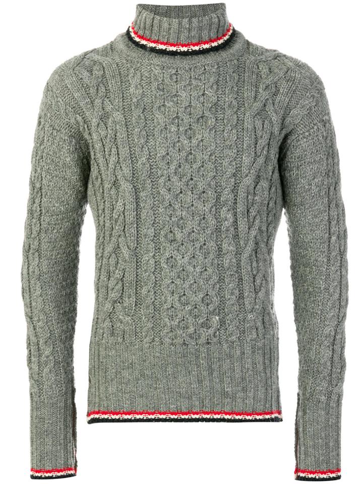 Thom Browne Cable Knit Turtleneck Jumper - Grey