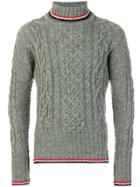 Thom Browne Cable Knit Turtleneck Jumper - Grey