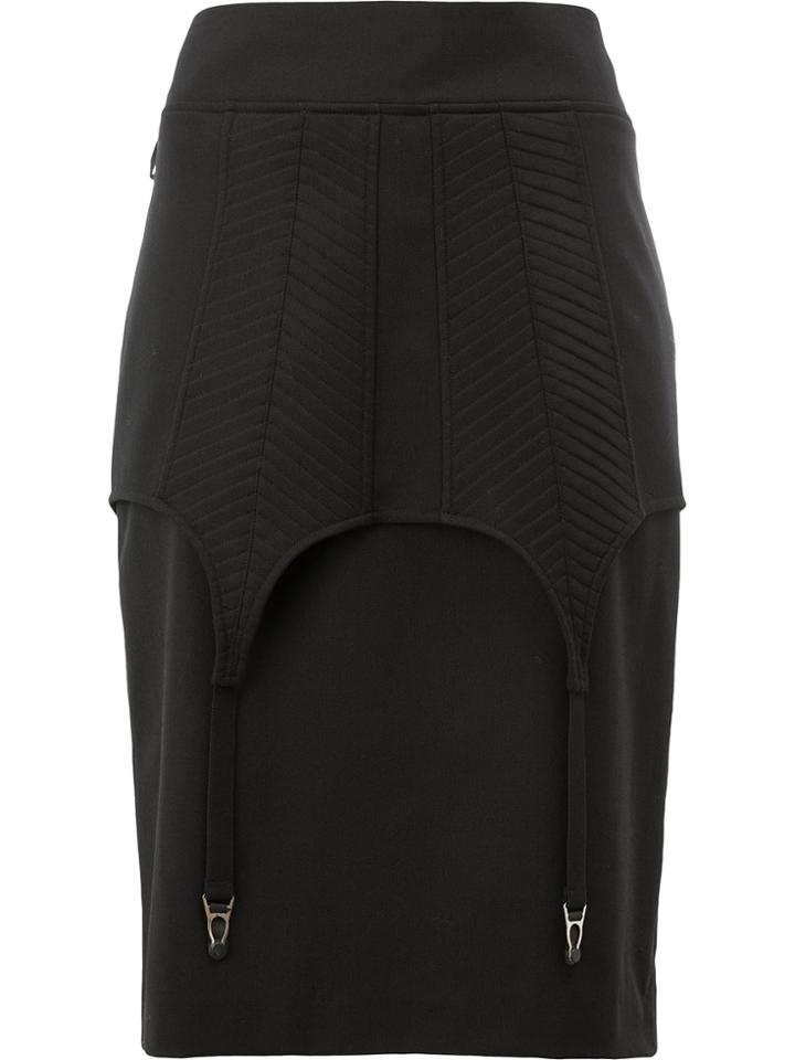 Vera Wang Fitted Midi Skirt - Black