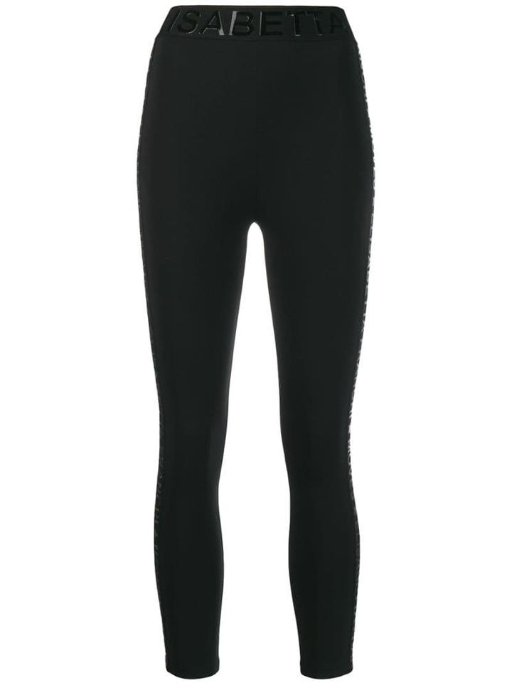 Elisabetta Franchi Branded Side Stripe Leggings - Black