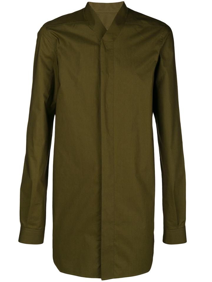 Rick Owens Long V-neck Shirt - Green