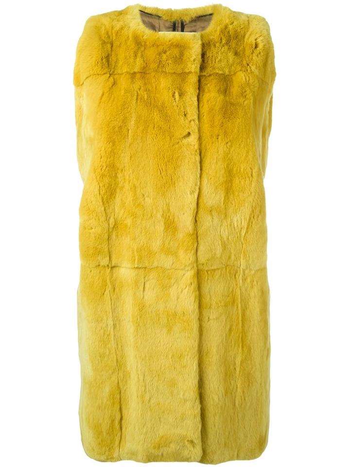 Marni Sleeveless Coat, Women's, Size: 40, Yellow/orange, Rabbit Fur/viscose/cotton