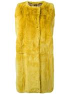 Marni Sleeveless Coat, Women's, Size: 40, Yellow/orange, Rabbit Fur/viscose/cotton
