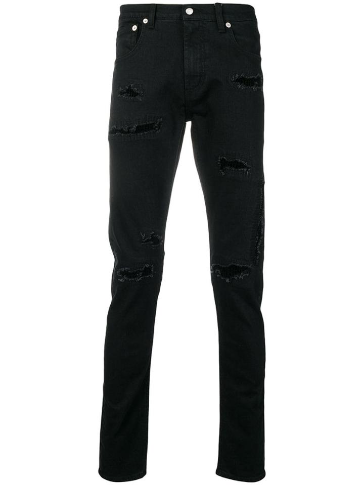 Alexander Mcqueen Destroyed Slim-fit Jeans - Black