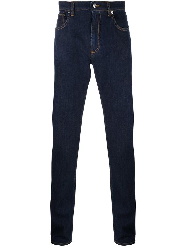 Ermenegildo Zegna Straight Leg Jeans, Men's, Size: 36, Blue, Cotton/spandex/elastane