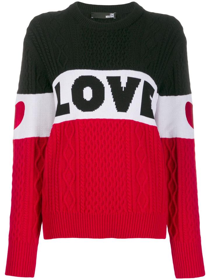 Love Moschino Love Cable Knit Color-block Sweater - Black