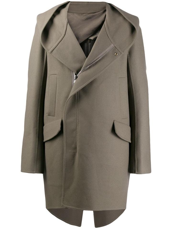 Rick Owens Hooded Zip-up Coat - Grey