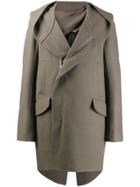 Rick Owens Hooded Zip-up Coat - Grey