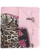Dolce & Gabbana Bengal Cat Print Scarf, Women's, Pink/purple, Modal/cashmere