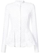 Oscar De La Renta Peplum Shirt With Punchhole Detail - White