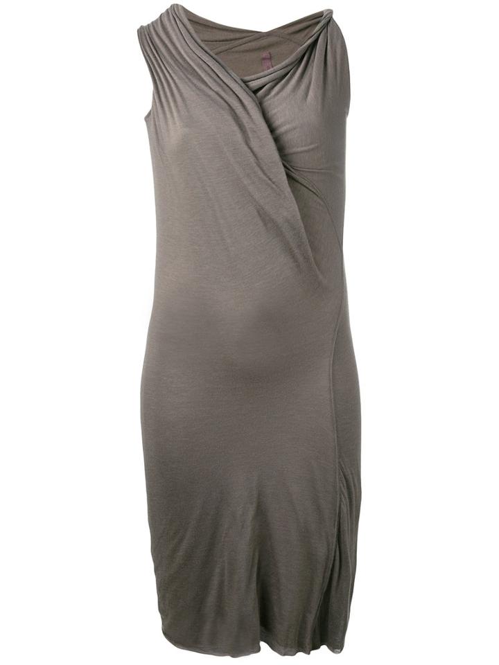 Rick Owens Lilies Draped Asymmetric Dress, Women's, Size: 42, Grey, Cotton/polyamide/viscose