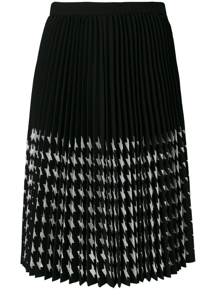 Msgm Houndstooth Pleated Skirt - Black