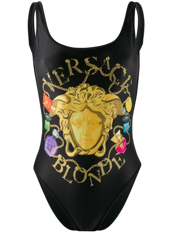 Versace Graphic Print Swimsuit - Black