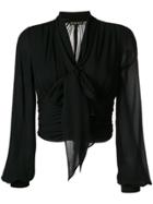 Maison Margiela Sheer Ruffled Blouse - Black