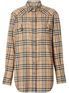 Burberry Vintage Check Cotton Flannel Oversized Shirt - Neutrals