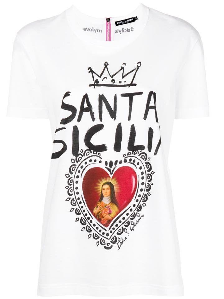 Dolce & Gabbana Santa Sicily Print T-shirt - White