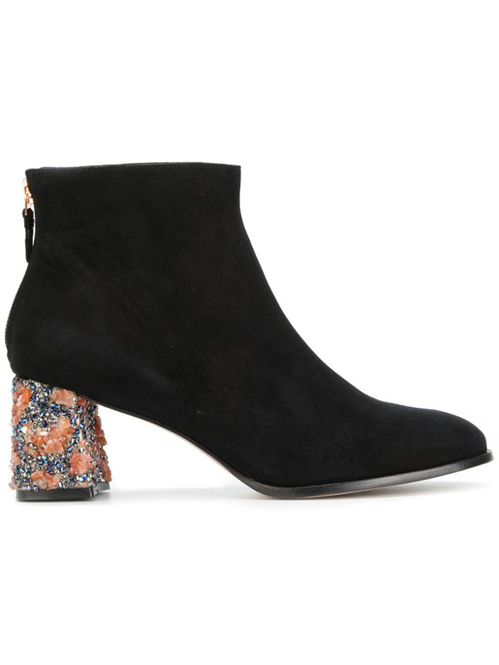Sophia Webster Sam Encrusted Heel Boots - Black