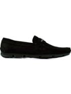 Giorgio Armani Logo Plaque Driving Shoes, Men's, Size: 9, Black, Calf Leather/rubber
